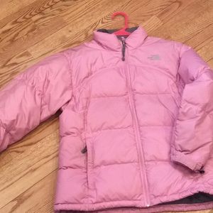 Girls XL pink North Face down jacket